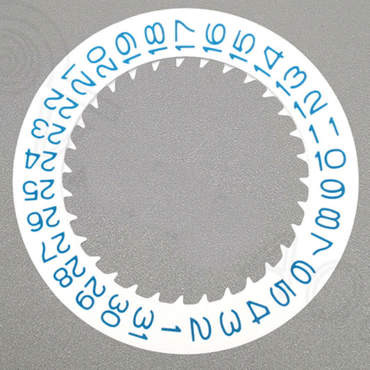 Blue font white date disk wheel for NH36 NH35 watch movement with D3 crown position, precise fit.