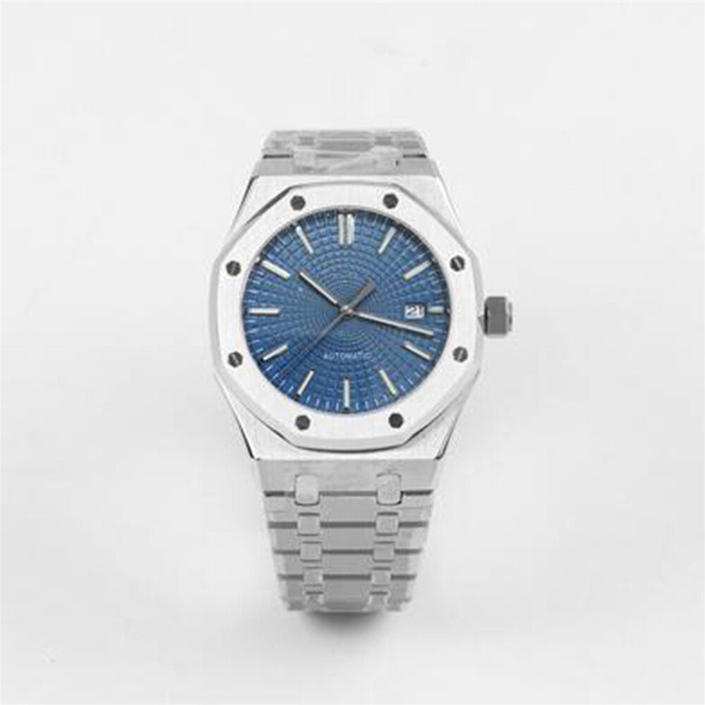 Montre mécanique pour homme 41 mm, boîtier en acier inoxydable + mouvement NH35, verre saphir
