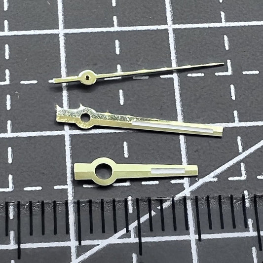 Set of 2 golden-trimmed blue lume hands for NH35 NH36 watch movements, modified for Dayjust models.