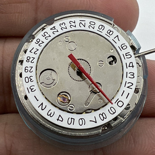 DG2813 silver automatic watch movement with 3 hands and single calendar, ideal for watch accessories.