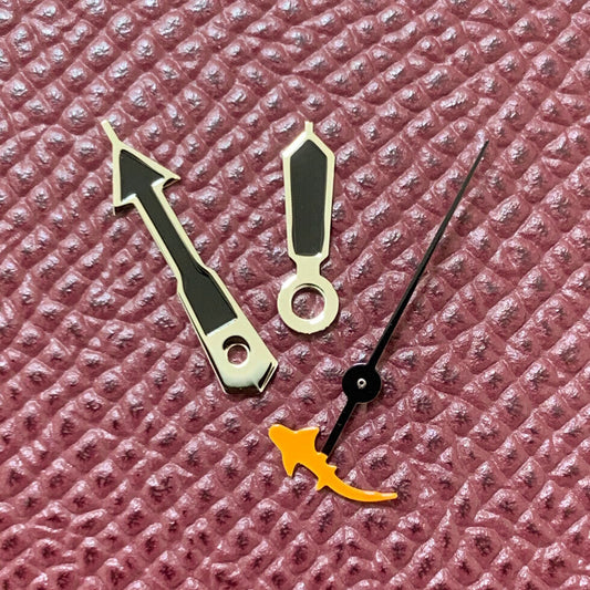 Black watch hands set with second hand for NH35/NH36/4R36 movement, compatible with Turtle/Fish models.