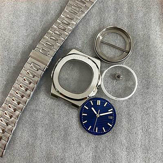 Sapphire glass 41mm watch case, dial, hands, and strap for NH35/36/4R automatic movements, precision fit.