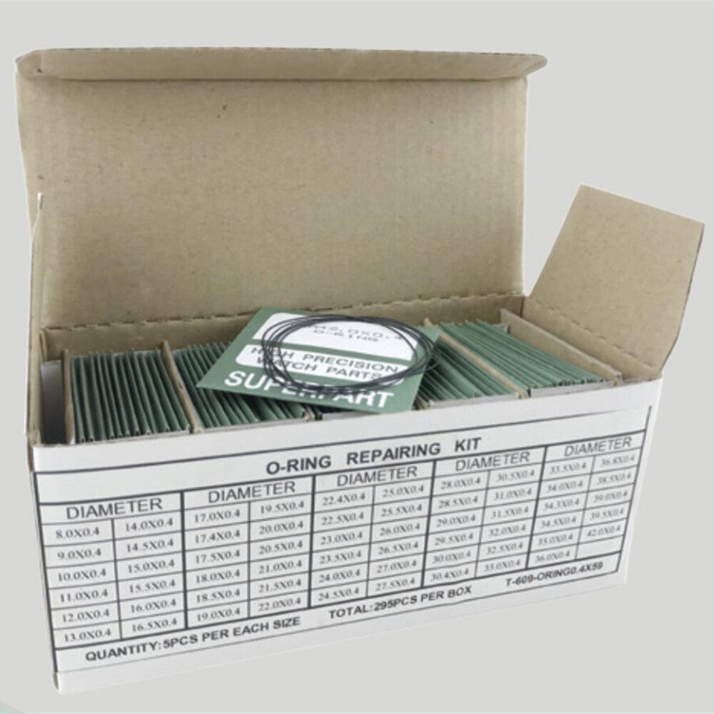 59 Größen 295pcs 0,4 mm Dicke wasserdicht o Ring Kit Watch Back Dichtung Unterlegscheiben