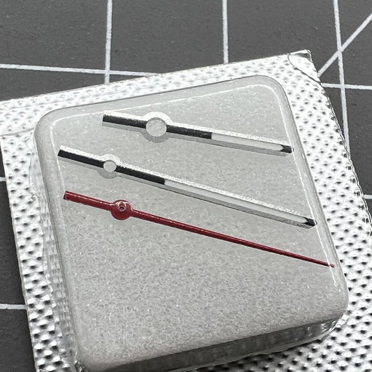 Silver trim green luminous men's watch hands set for ETA 2824 2836 movement, precise and durable design.