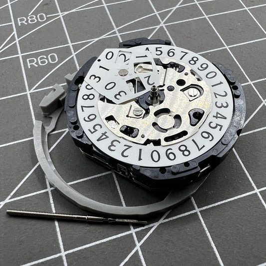 Epson YM04A quartz watch movement with big date at 12, precise timekeeping for watch repairs