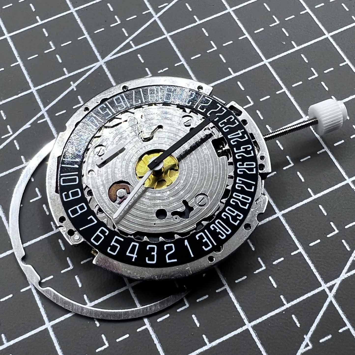 Swiss ISA 8171A Quartz Movement Black Disk 4 Hands Date At 6