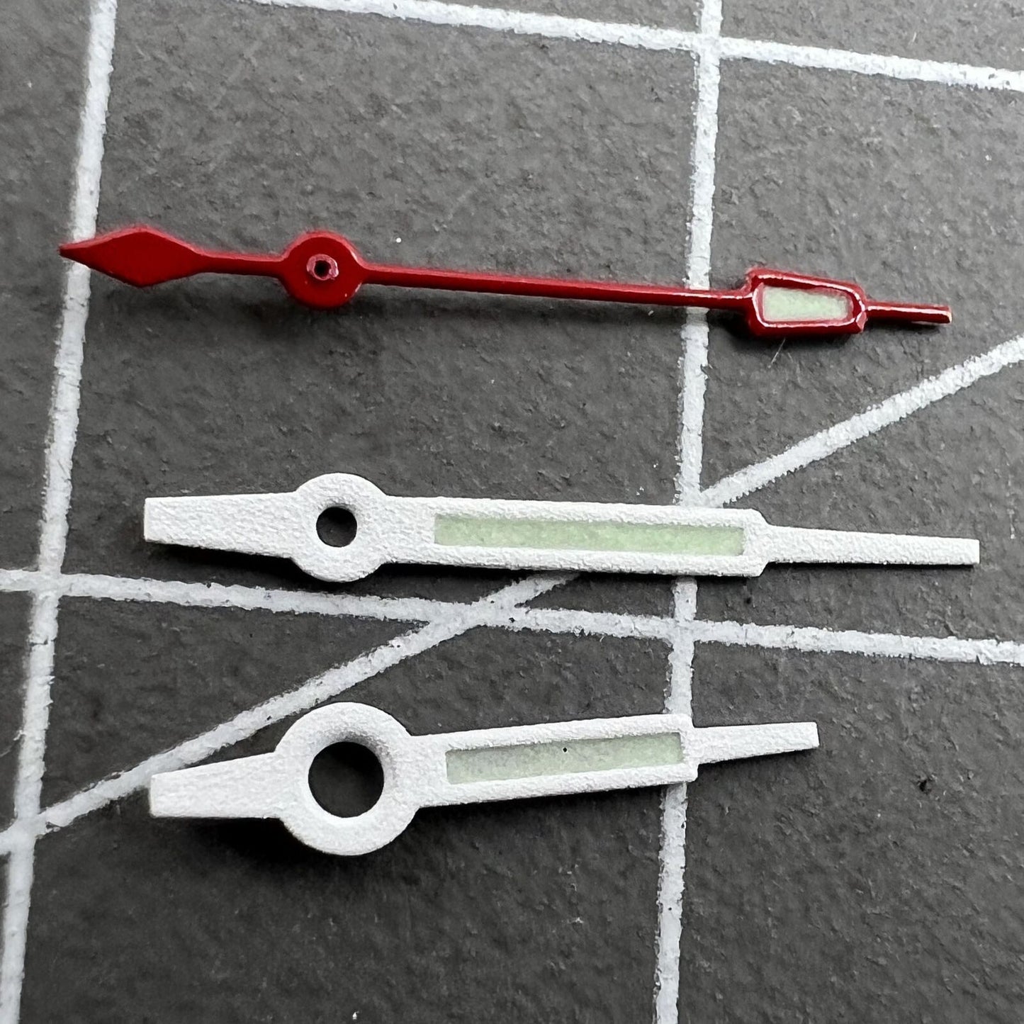 10.5mm White Trim Green Lume Watch Hands for Quartz Movement Hattori Epson PC32