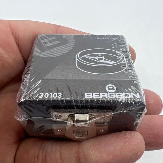 Bergeon 30103 precision compass with 13mm magnet in polished hardwood box for watchmaking accuracy.