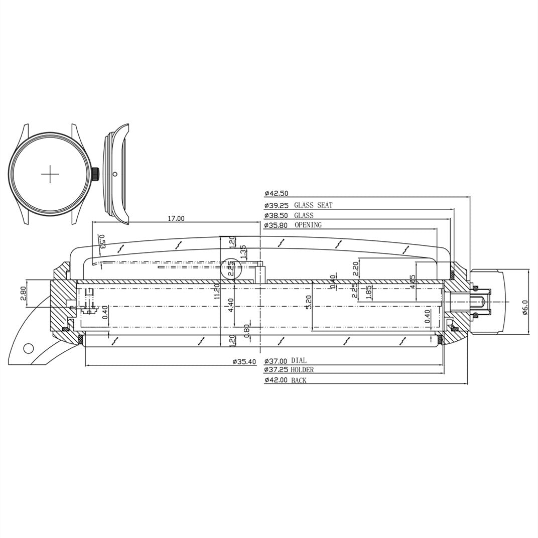 Herrenuhr 42mm Seagull Handaufzug mechanisches ST3600 Uhrwerk