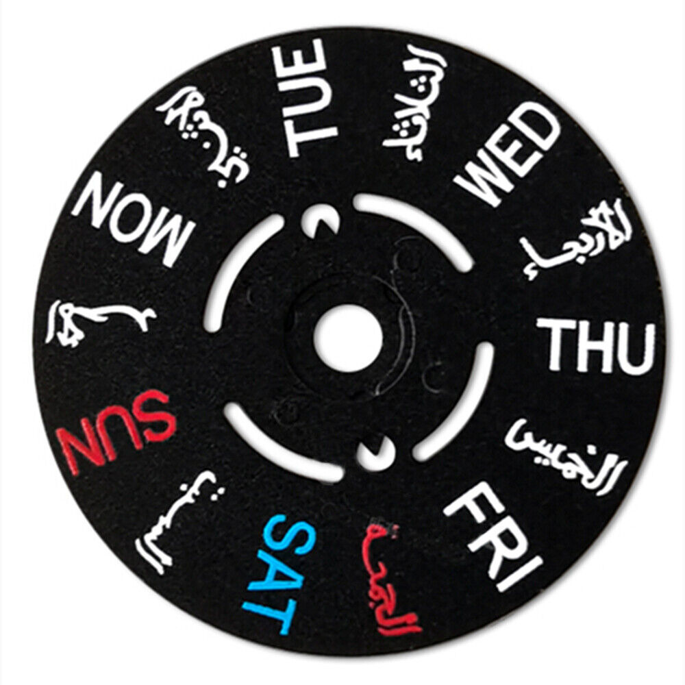 Black Background Arabic English Font Week Disk Week Wheel for Seiko NH35 NH36