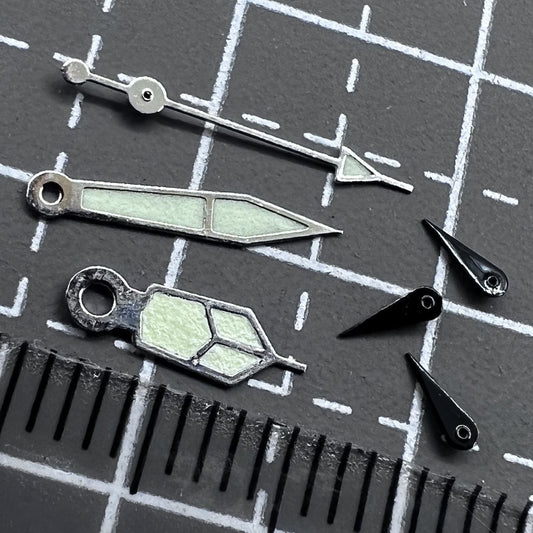 Set of 11mm black small second hands with silver trim for VD53 VD54 VD57 watches