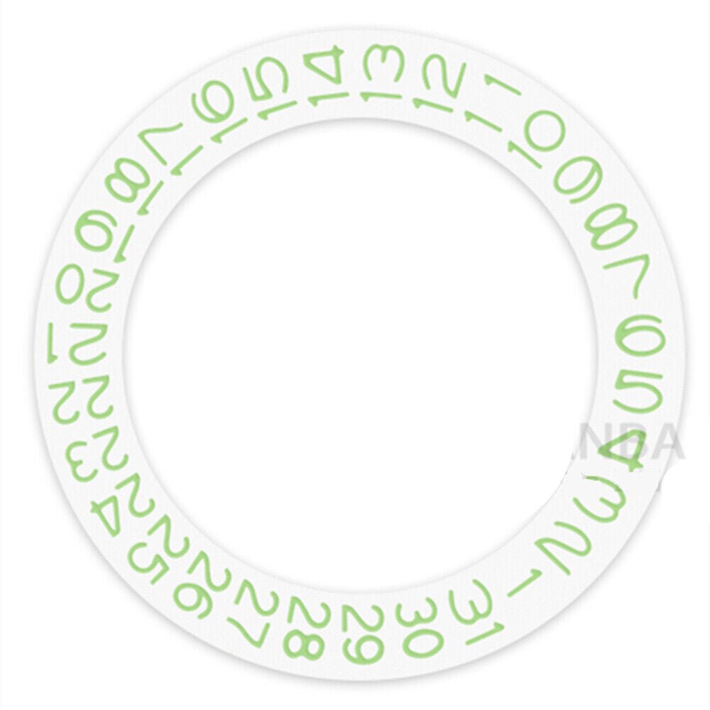 Light green date wheel disk for Miyota NH35 NH36 watch movements, precise replacement part.