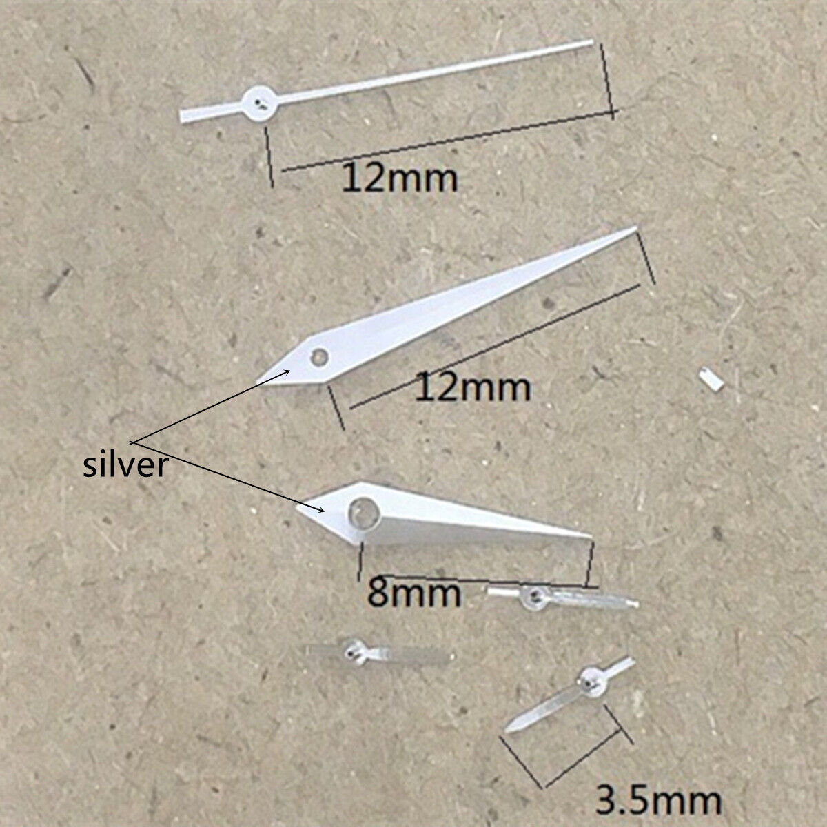 Aiguilles de montre luminescentes vertes polies argentées de 12 mm pour mouvement VD53, VD54 et VD57