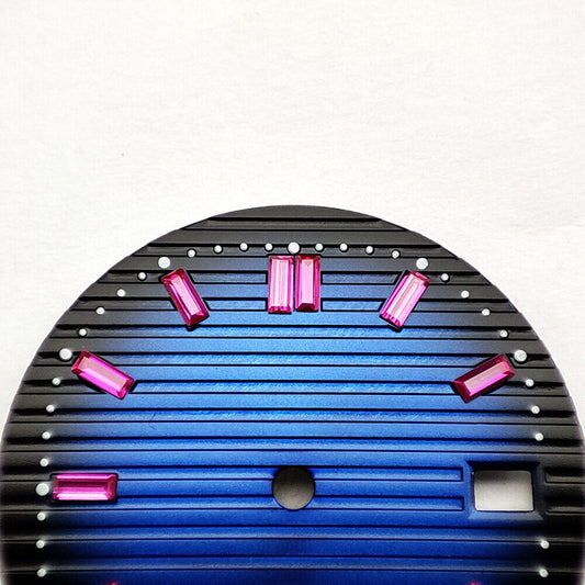 29.8mm pink gemstone watch dial for NH35 movement with blue accents