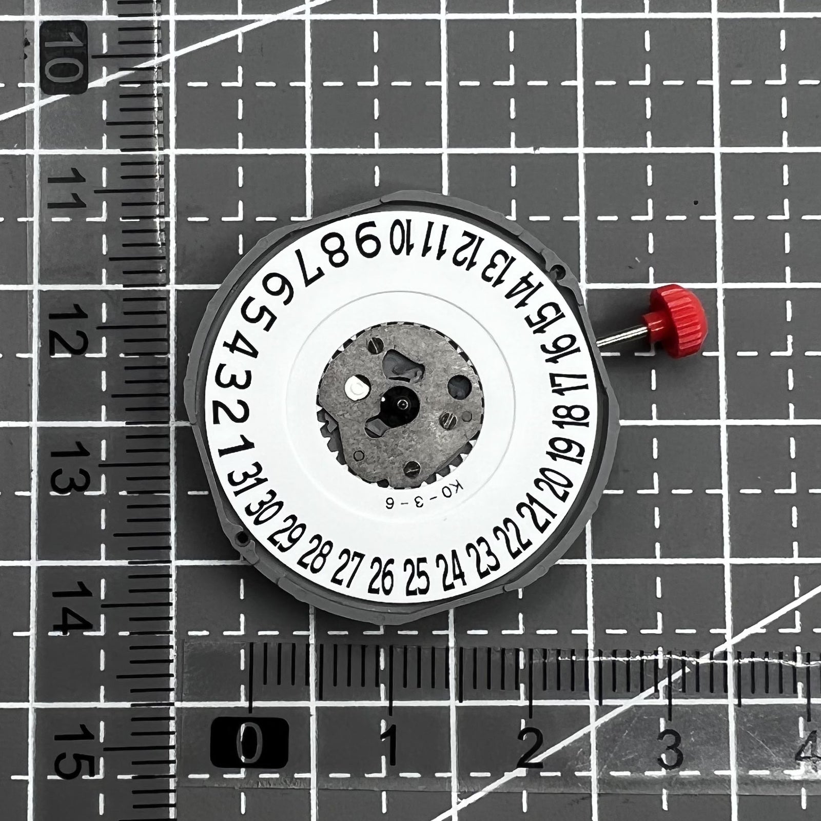 Miyota 2415 quartz watch movement with date at 6 o'clock and precise stem adjustment for accurate timekeeping.