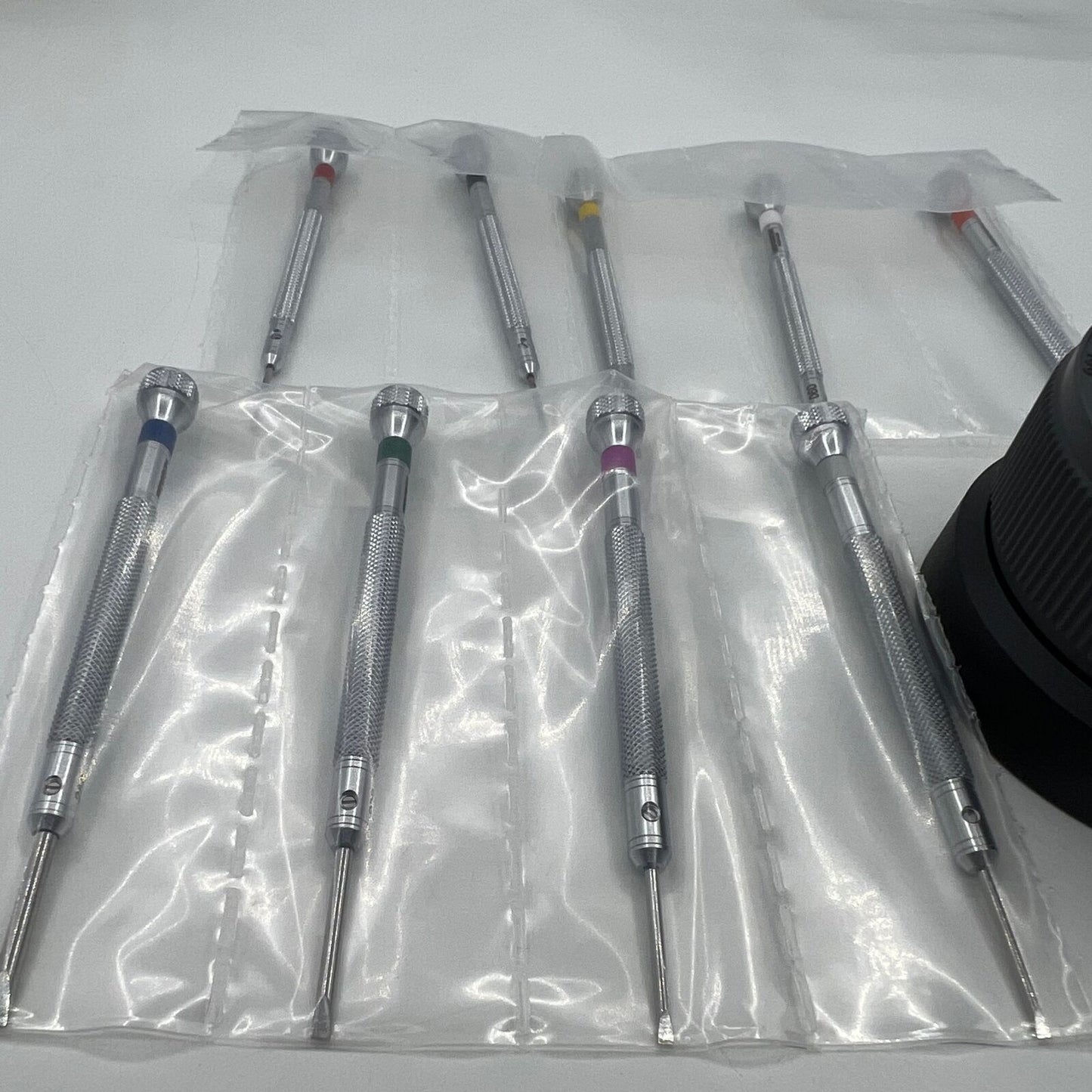 Bergeon 5970 rotating toolset with 9 precision screwdrivers for detailed watch repair tasks.