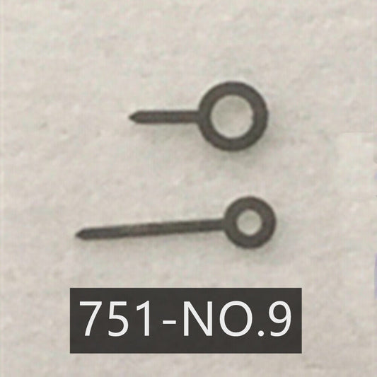 Black 2 Hands watch hands for Ronda 751 quartz movement, precise and sleek design for watch repair.