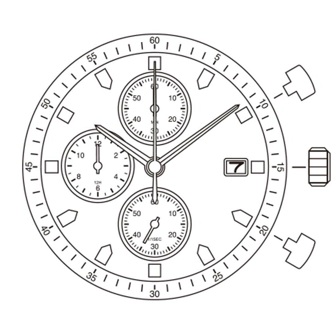 Miyota OS10 Movement Date at 3 Quartz Japan Movement