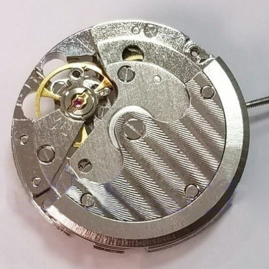 Silver Tianjin ST16 hollow automatic mechanical watch movement, precise timekeeping by China Made brand.