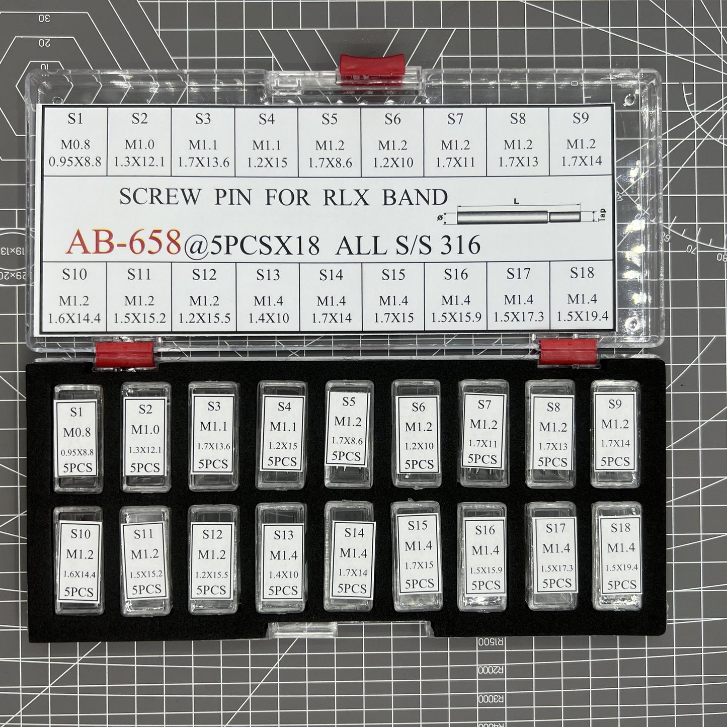 AB-658 Lot de 90 pièces de vis pour bracelet de montre