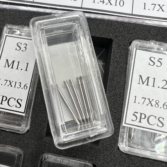 Set of 90 screw-type watch band links and pins by AB-658 for secure bracelet adjustments.