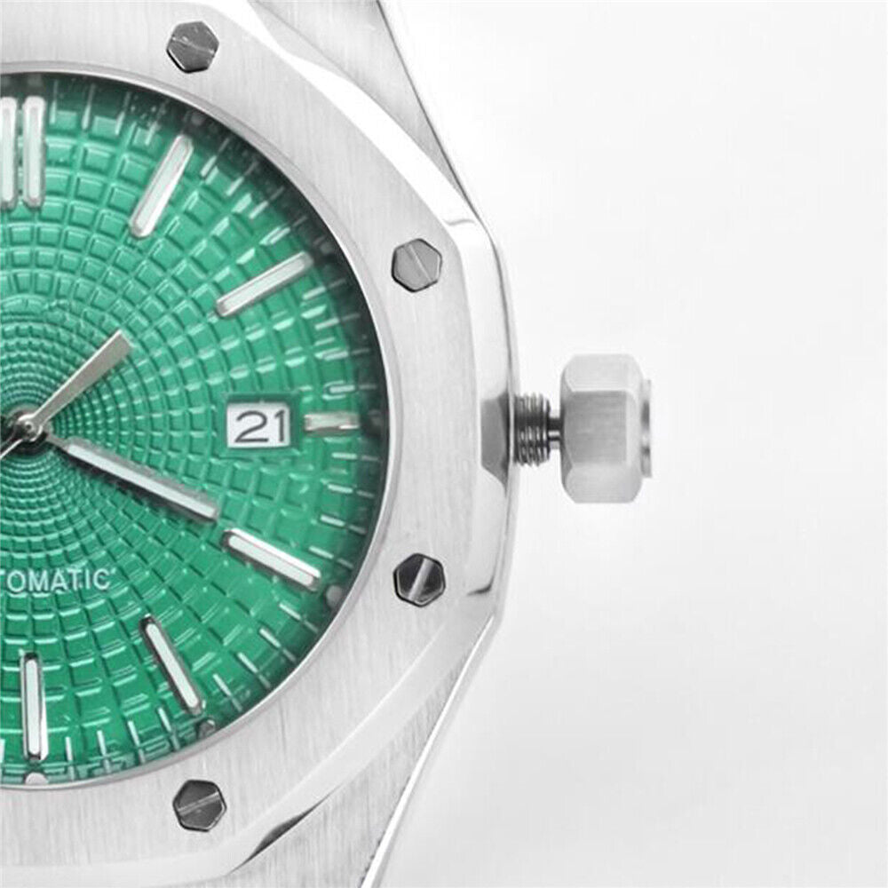 Montre mécanique pour homme 41 mm, boîtier en acier inoxydable + mouvement NH35, verre saphir