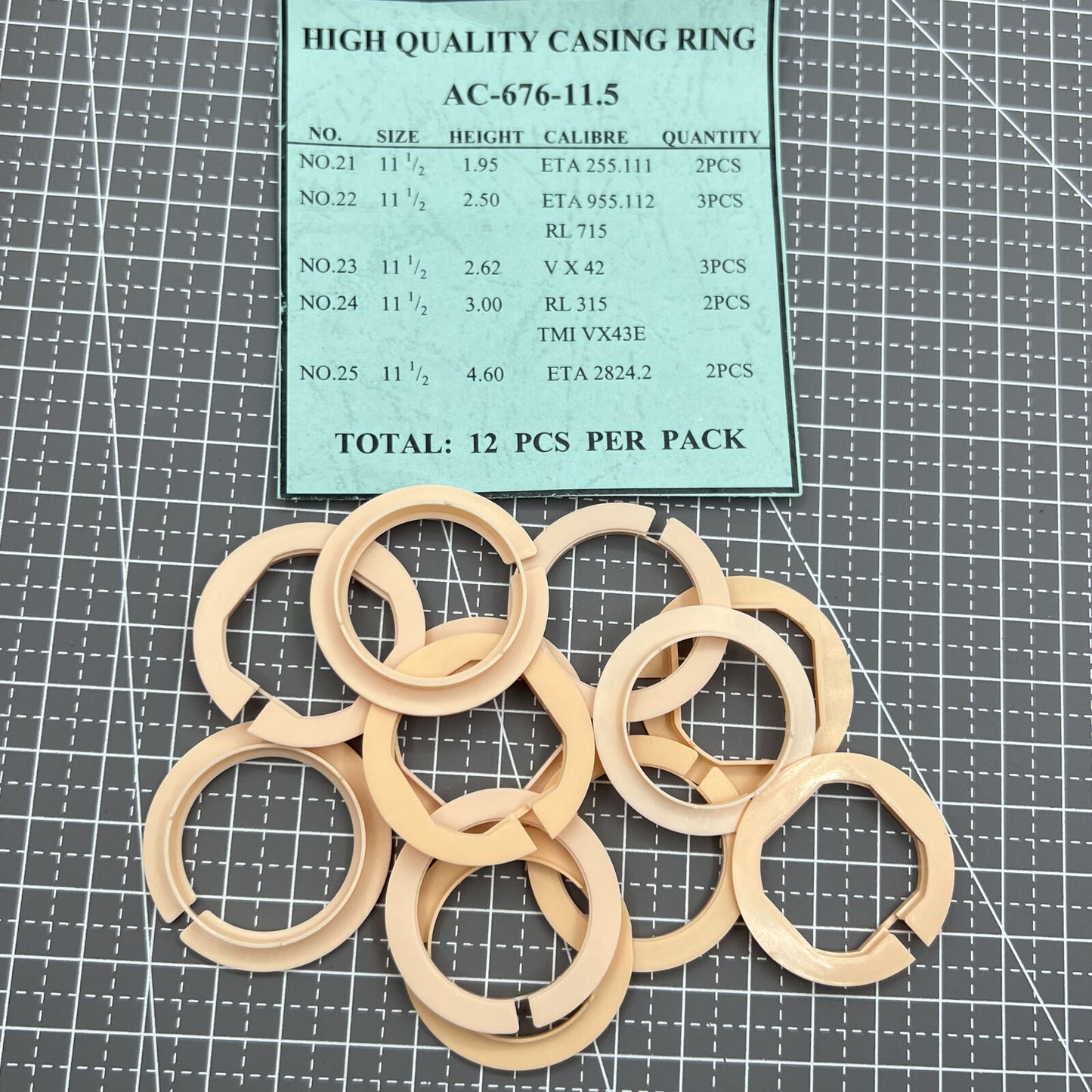 Lot de 12 entretoises de boîtier de mouvement, 5 tailles de ligne, support de bague de boîtier #AC-676-11.5