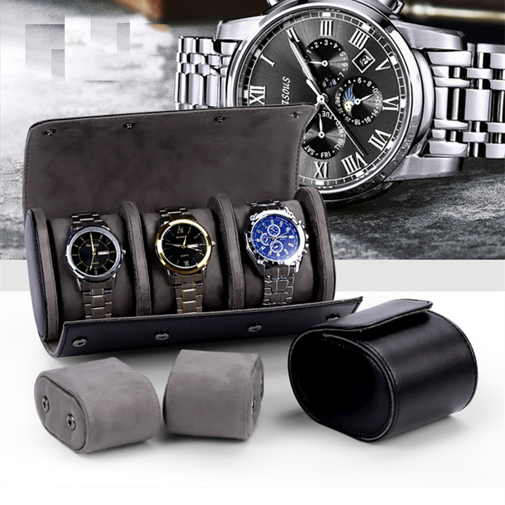 1/2/3 Slots Leder Reise Uhrenetui Roll Organizer Tragbare Uhrenbox
