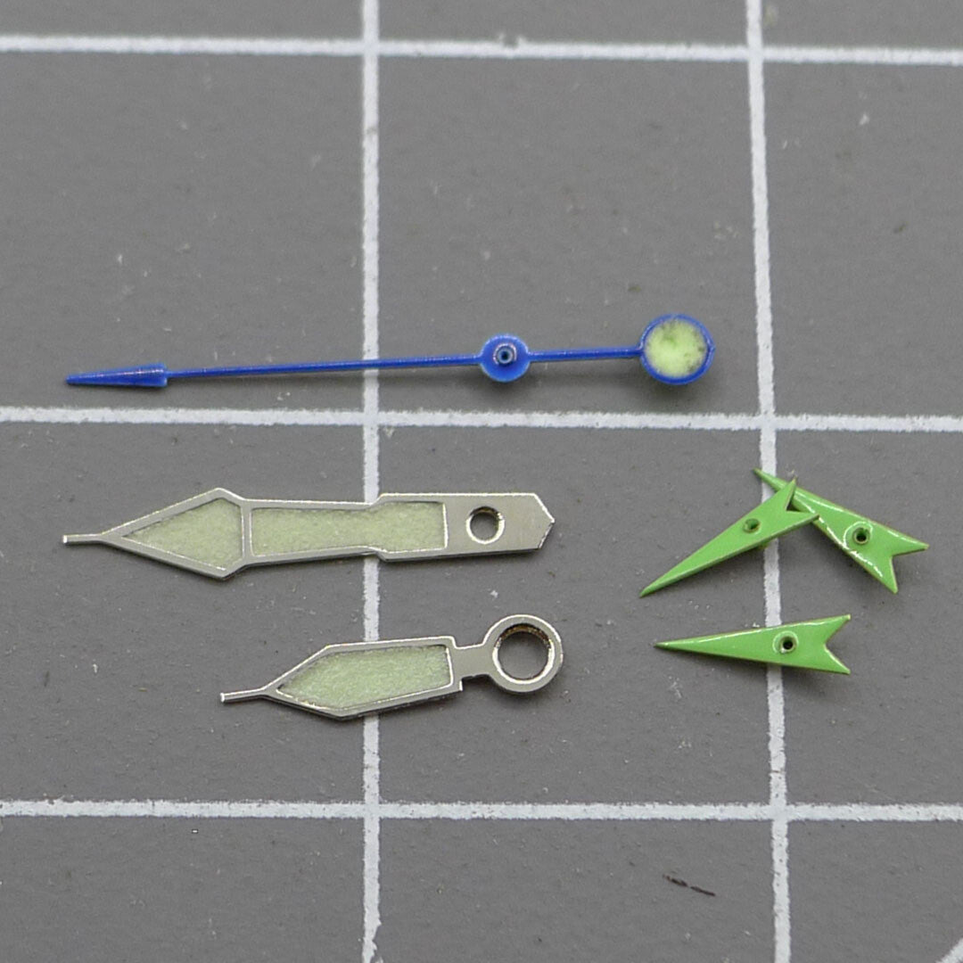 Green small second hand with silver trim for Miyota OS10, OS20, OS60, OS80 watch movements, precise fit.