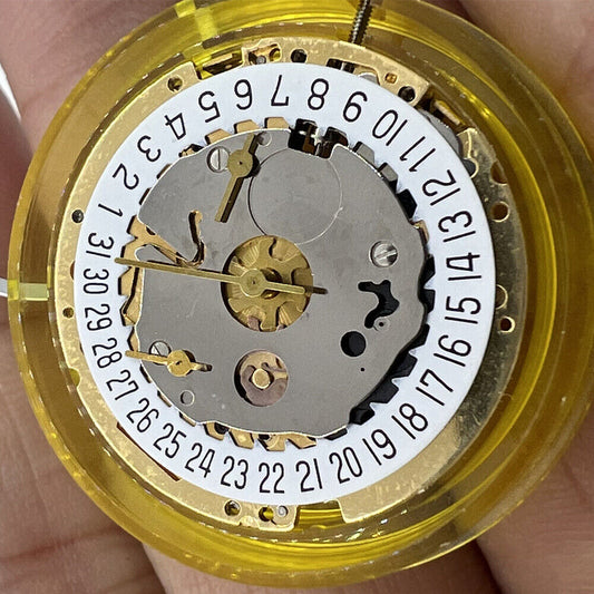 Swiss Made ISA 8171 quartz watch movement with date at 6, multifunctional design for precision timekeeping.