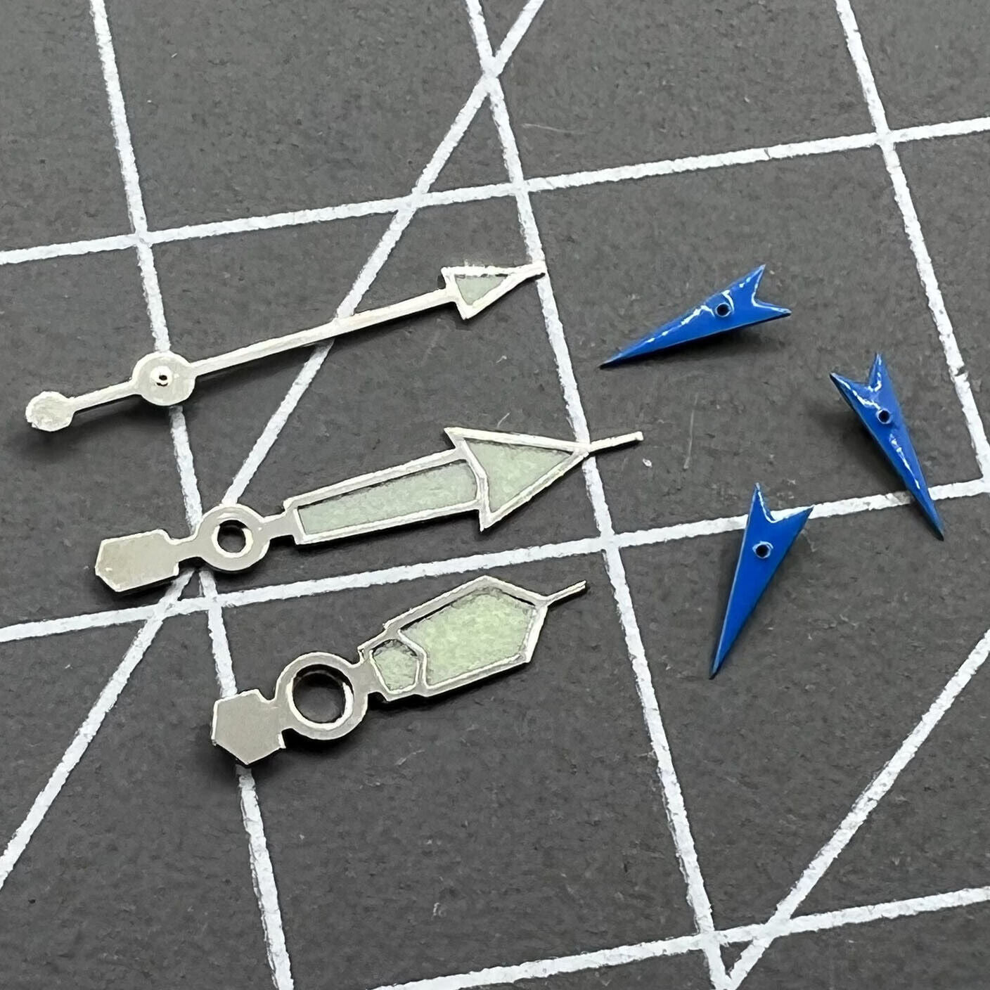 Blue luminous small second hand with silver trim for Miyota OS10, OS20, OS60, OS80 watches.