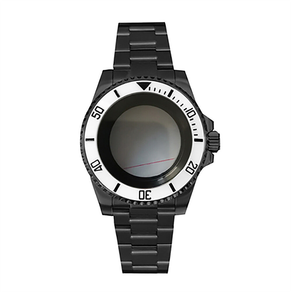 Boîtier de montre 40 mm avec bracelet en acier inoxydable noir PVD et verre saphir pour NH35/NH36