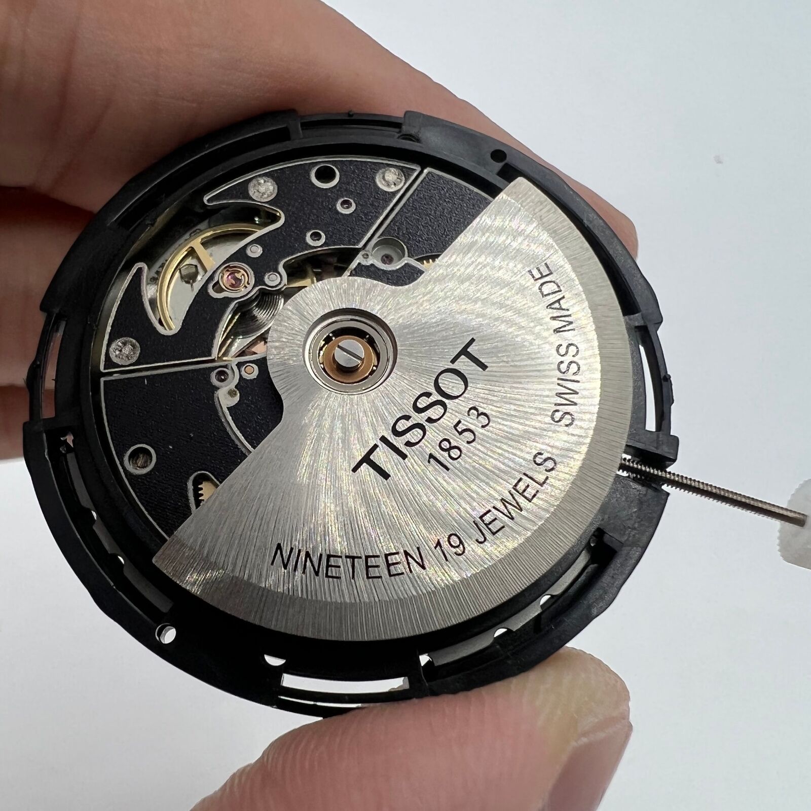 ETA C15.111 chronograph mechanical movement by 1853 with white dial, Swiss made precision.