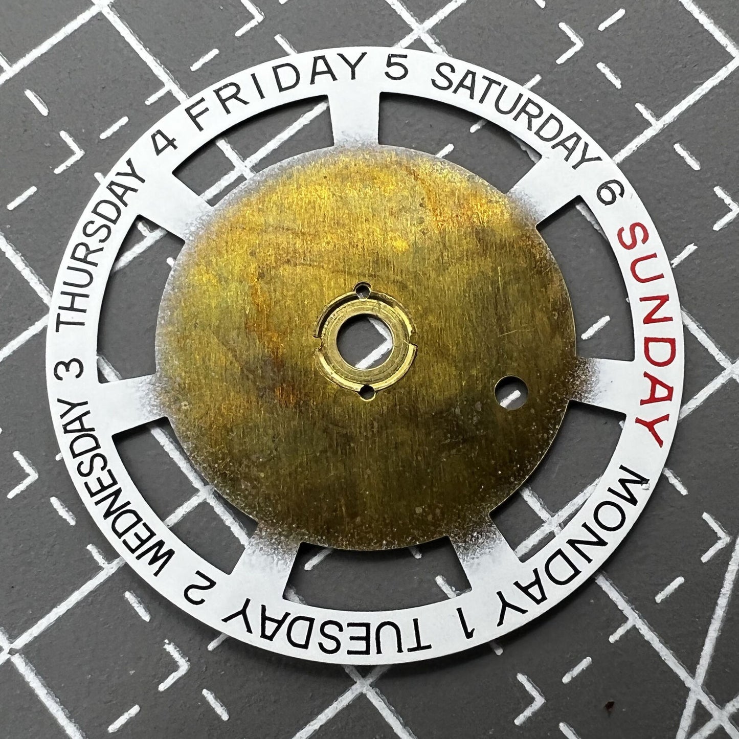 White English font week disk wheel by Generic, compatible with Movement 2834, precise watch accessory.