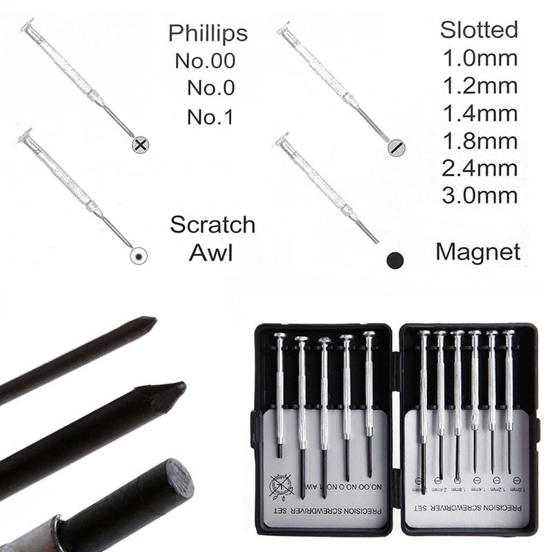 Kit de réparation de montres, bijoux et lunettes de précision, 11 pièces