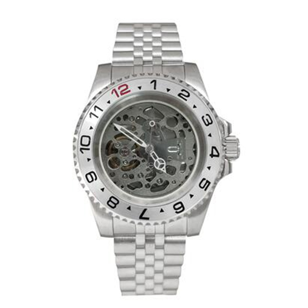 NH70 40mm Stainless Steel Watch Case Sapphire Glass Hollow Dial Luminous Hands