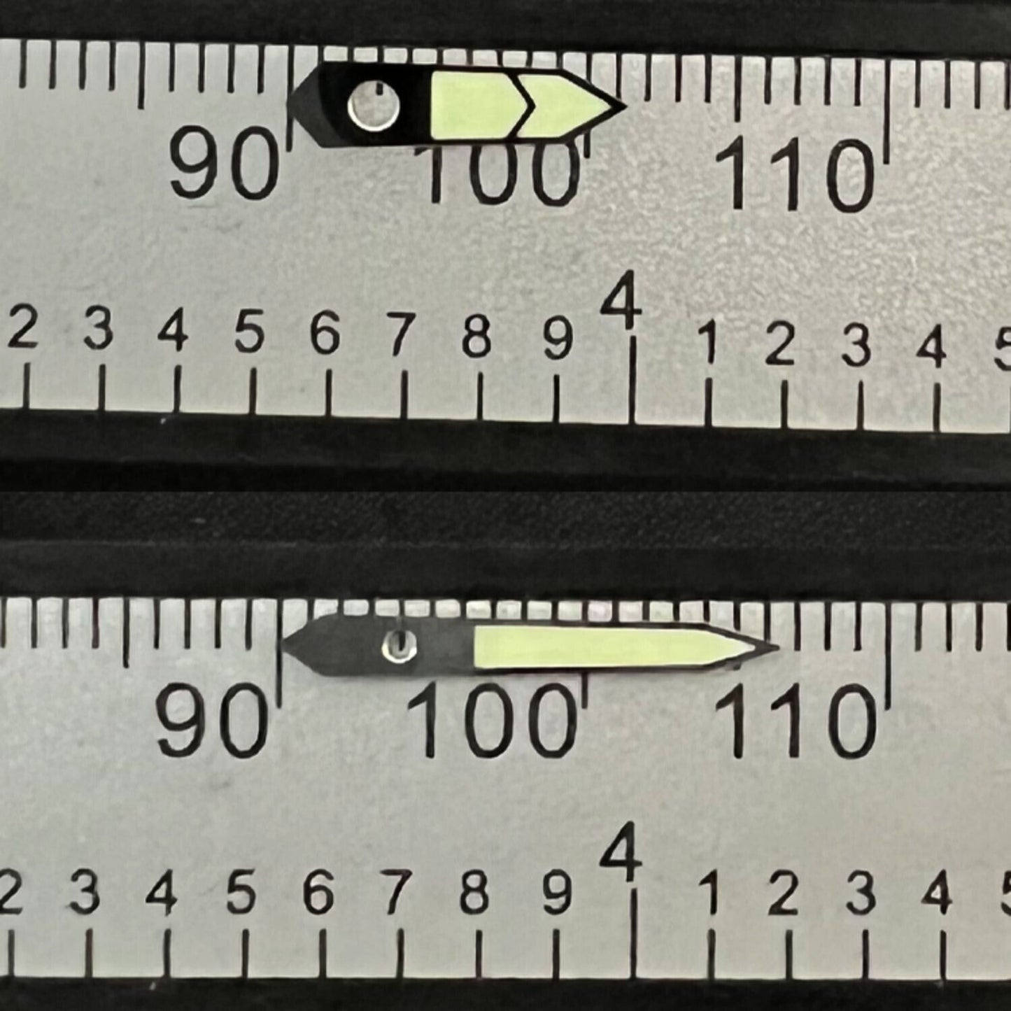 Aiguilles de montre de plongée lumineuses vertes C3 12 mm avec garniture argentée pour SKX/SBBN NH35A/NH36