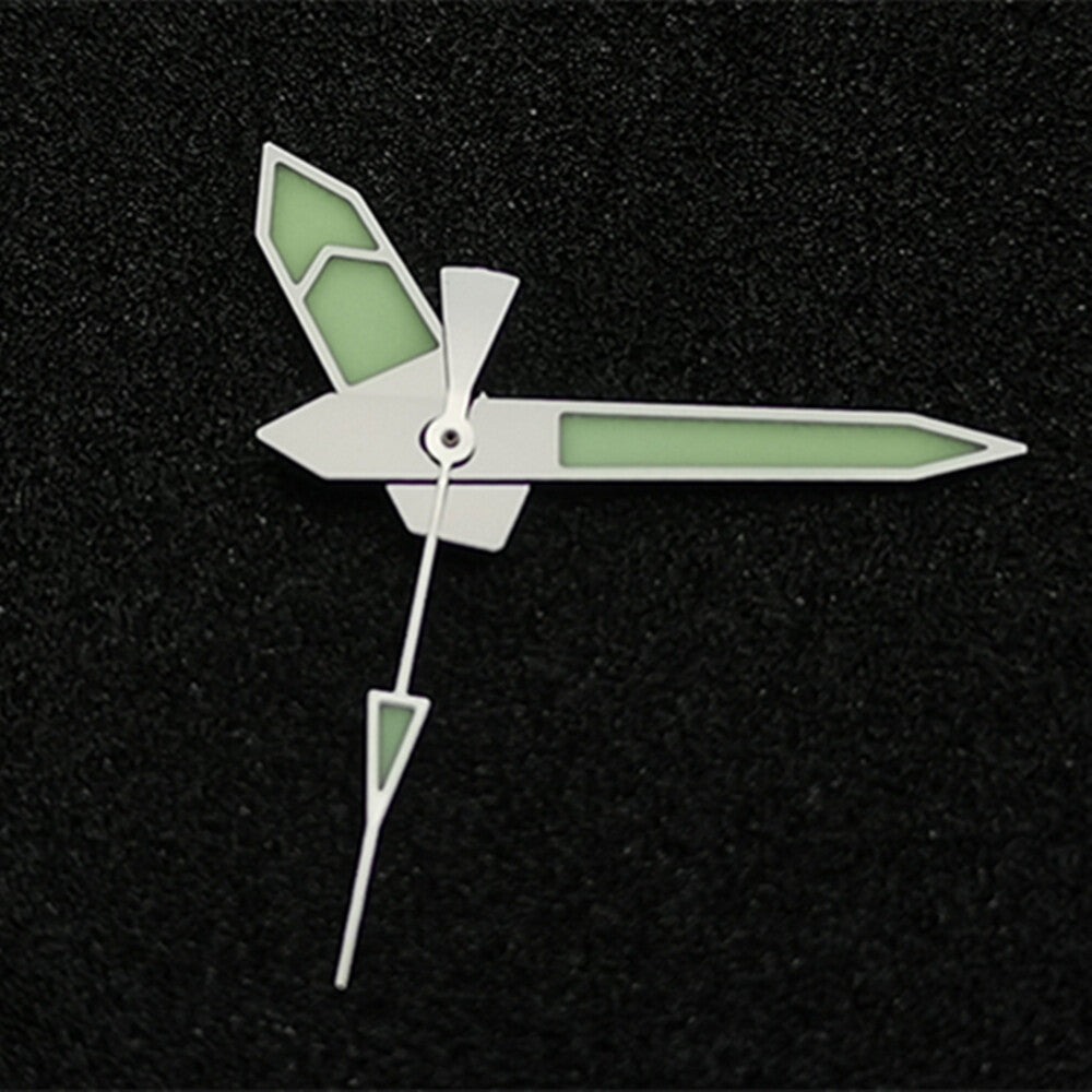 Green luminous watch hands set for SKX/SBBN with NH35A/NH36 movement by P1-5-A, perfect for upgrades.