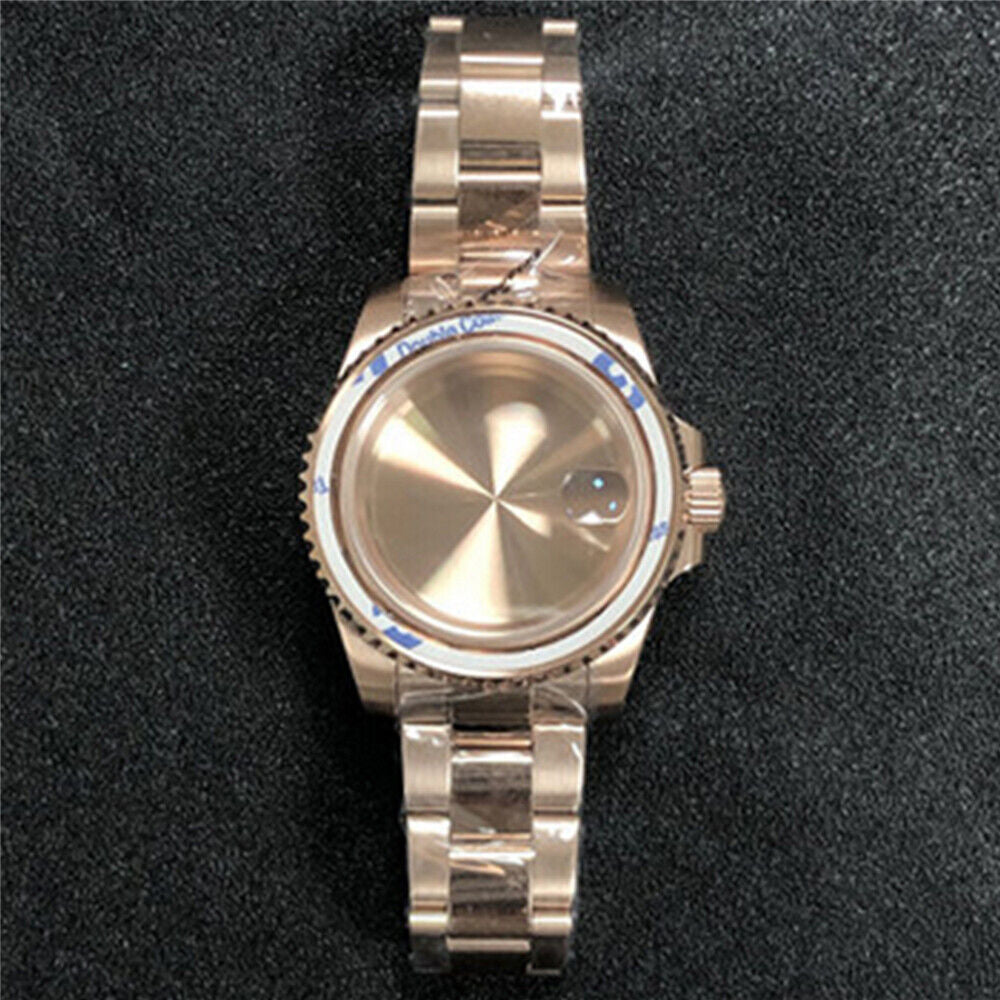 Boîtier de montre PVD + bracelet en verre saphir plat miroir/ceinture pour NH35/NH36