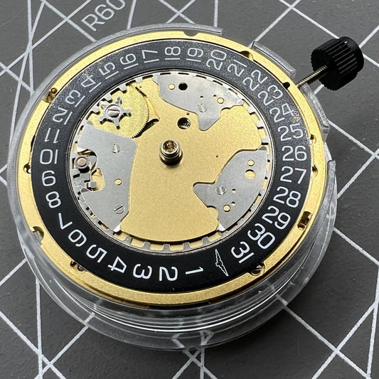 Longines watch accessory showcasing ETA E56.111 quartz movement with single calendar, branded original part.