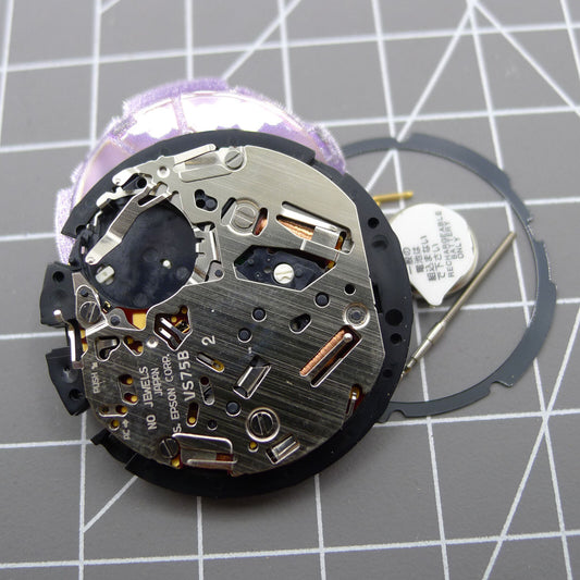 Japan Made Hattori Epson TMI VS75B solar-powered quartz watch movement, reliable precision timing