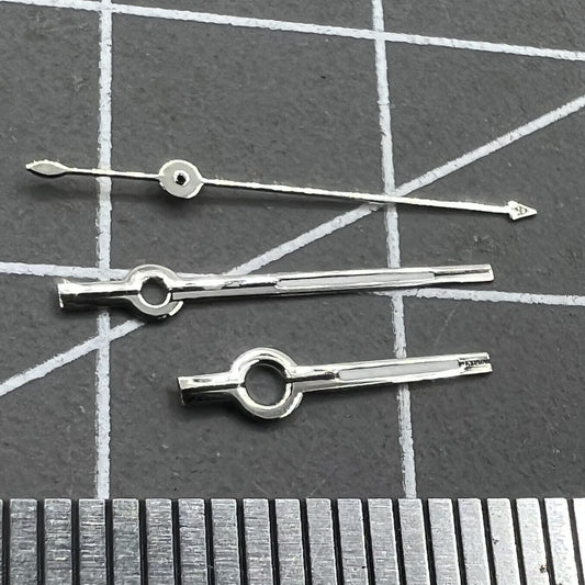 Black and silver 13mm watch hands by Seagull for ST6 automatic mechanical movements.