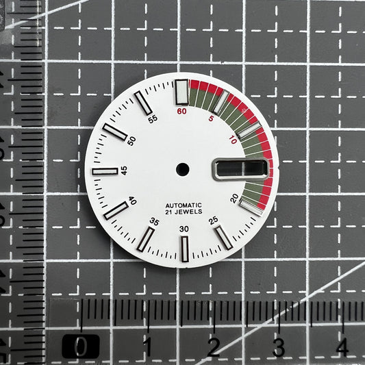 Green luminous dial with white and red accents for NH36/4R36 movement, watch replacement part.