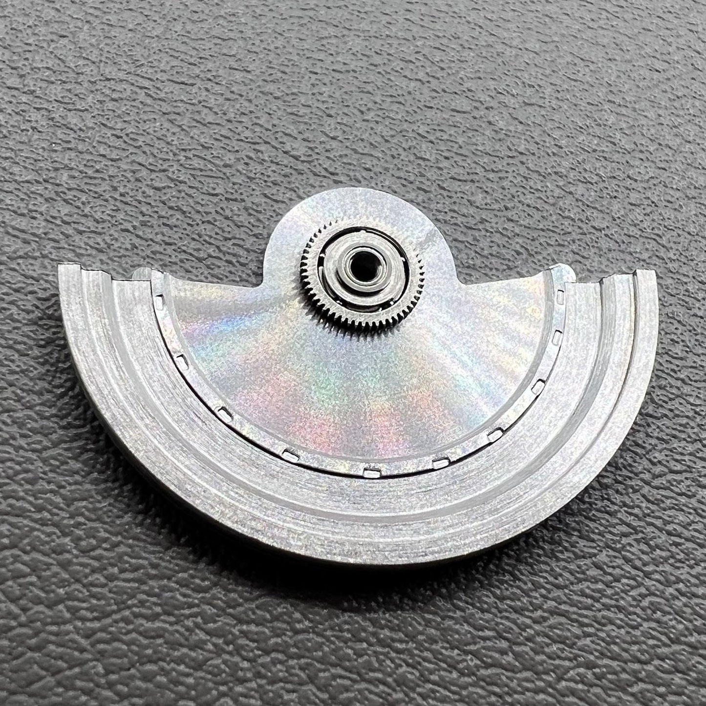 Waved silver oscillating weight rotor, designed for NH34 NH35 NH36 NH38 watch movements, precision crafted.