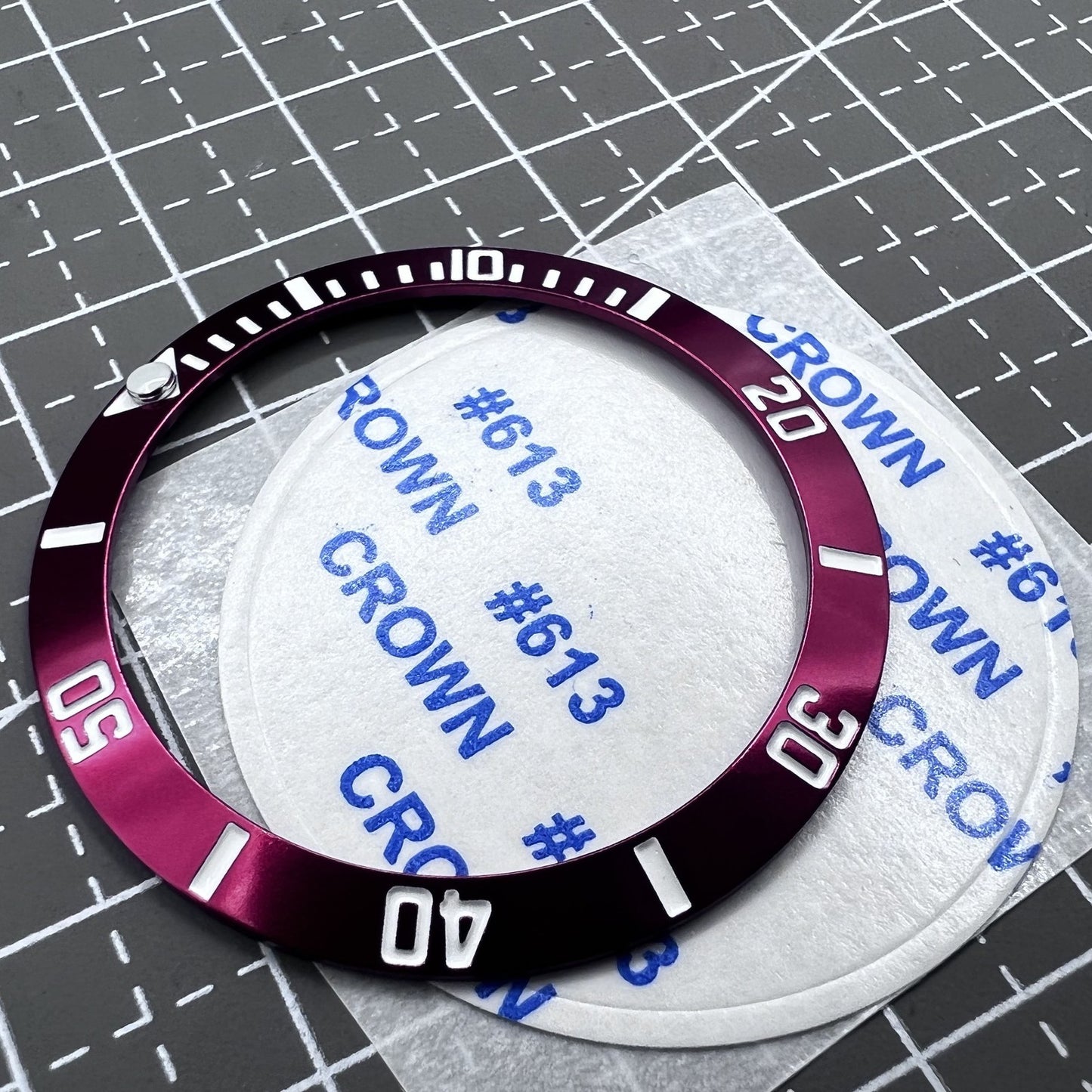 38mm Keramik Uhr Lünette Slope Rot Ring Silber Schrift Grün Leuchtend