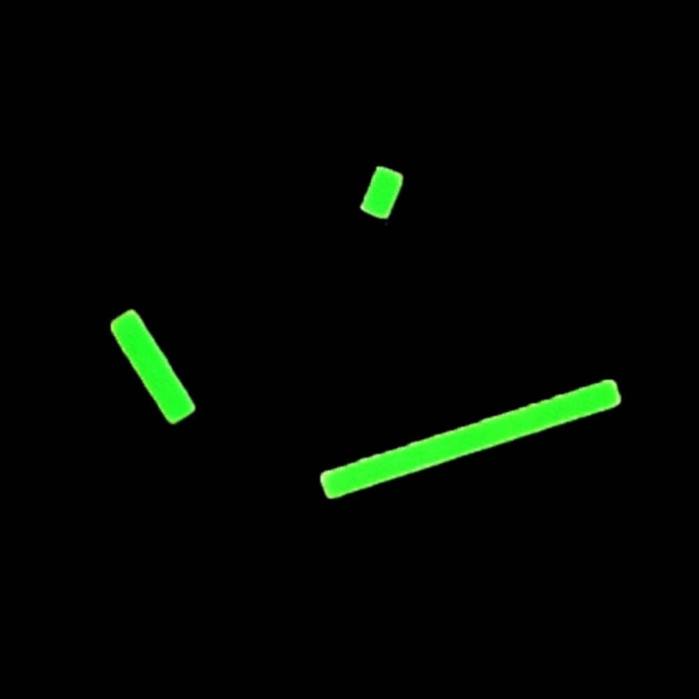 Seiko SKX007 watch hands with 17mm 62MAS C3 Super Green Lume, bright glow, precise NH35 fit.