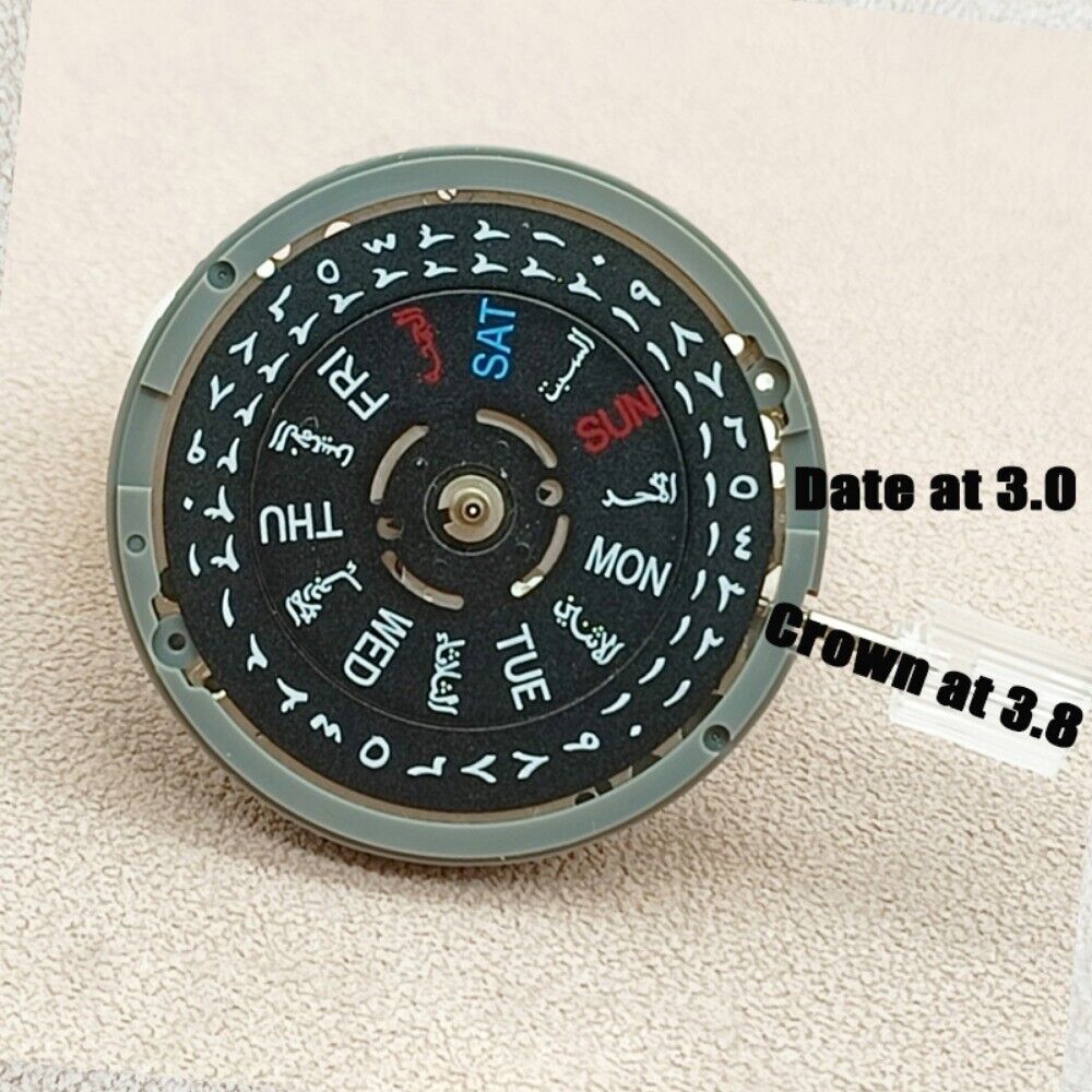 Black NH36 Arabian Date Week Dial Crown At 3/3.8 Automatic Mechanical Movement
