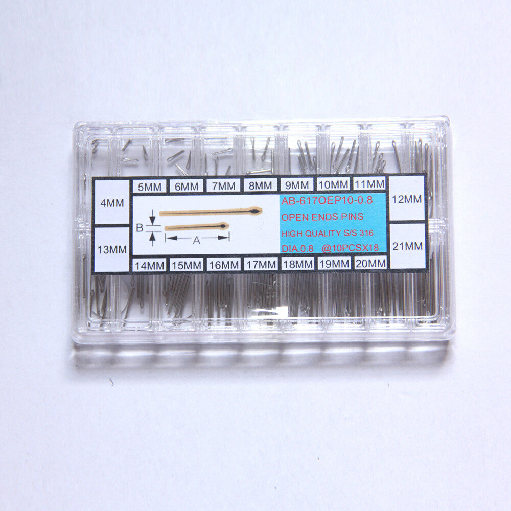 Durchmesser 0,8 mm, Edelstahl, offenes Ende, Stifte-Kit, Stiftgröße von 4 bis 21 mm