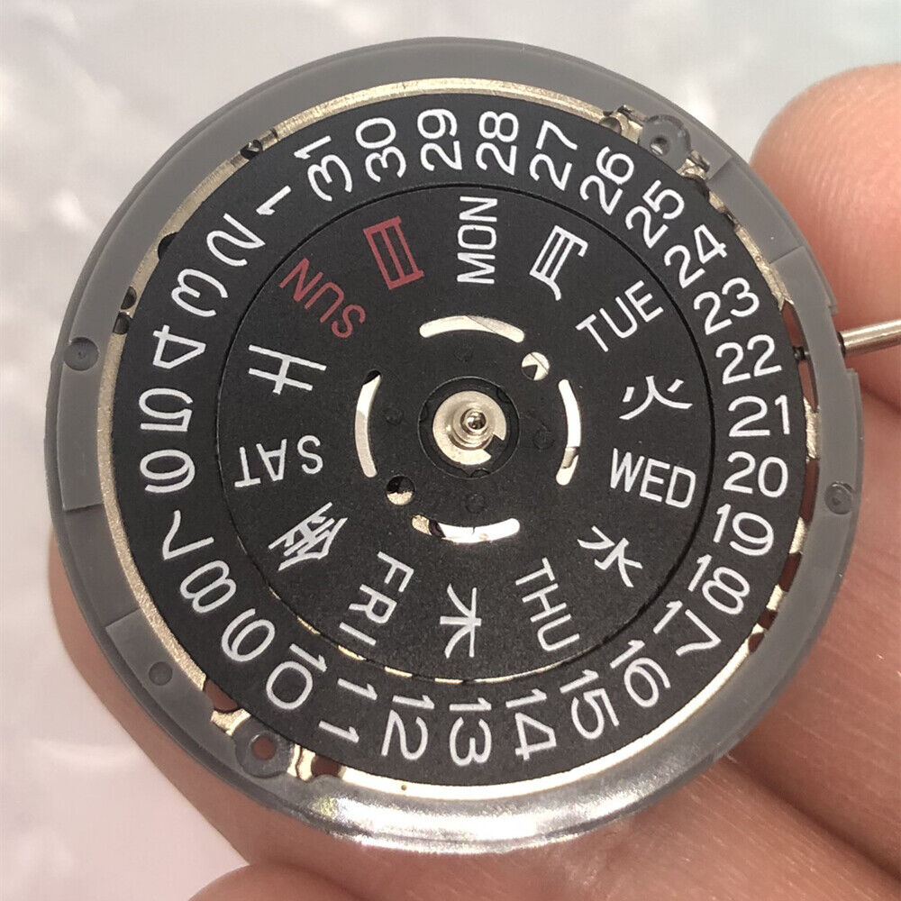 Mouvement de montre mécanique SEIKO NH36 noir, date, couronne 3/3,8 heures