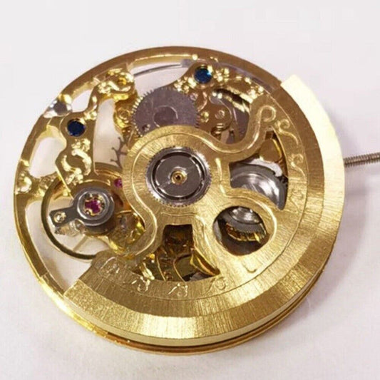 Hangzhou 2189 automatic mechanical watch with 3 hands, hollow golden dial, China made craftsmanship.
